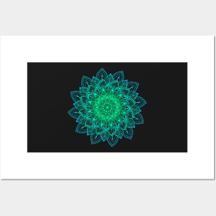Turquoise Digital Mandala Posters and Art
